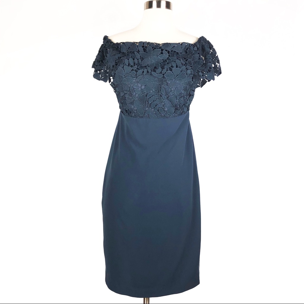 Stylestalker Madelyn Lace Dress Blue Off Shoulder